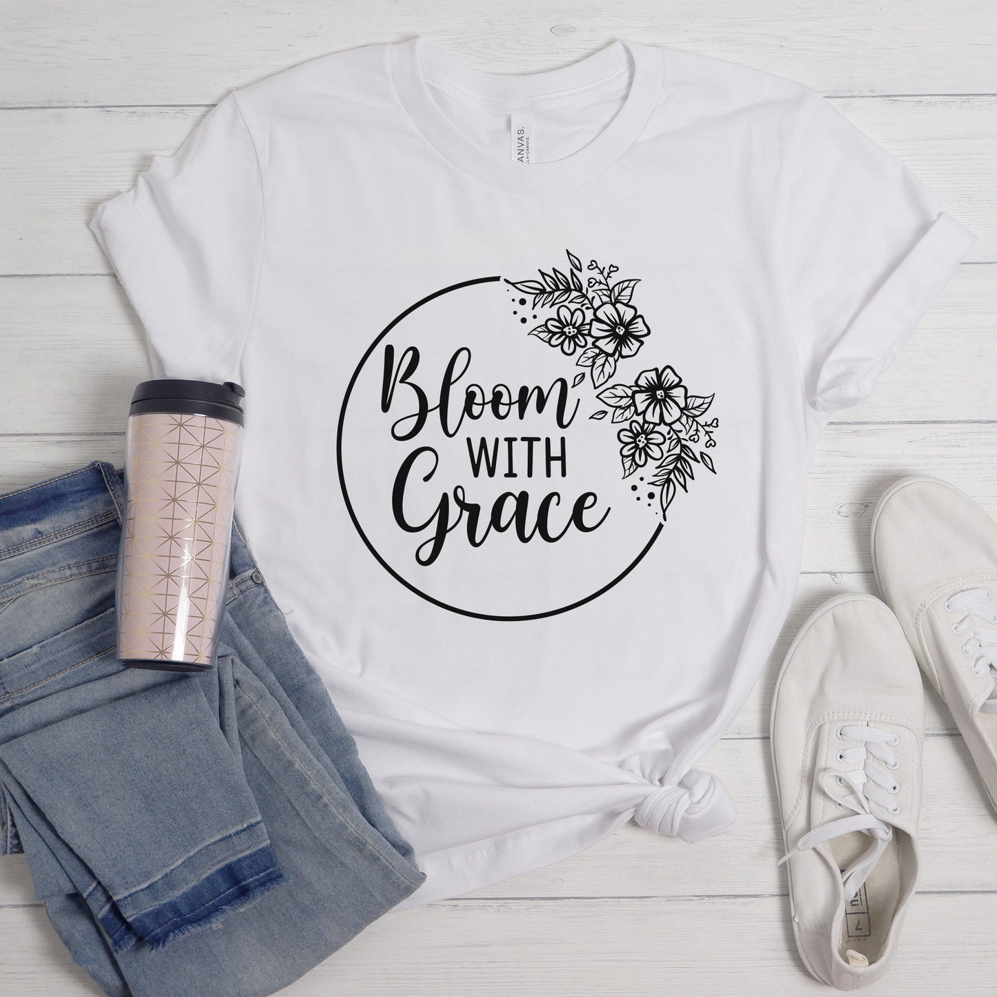 "Bloom With Grace With Flowers" Graphic - Glowforge