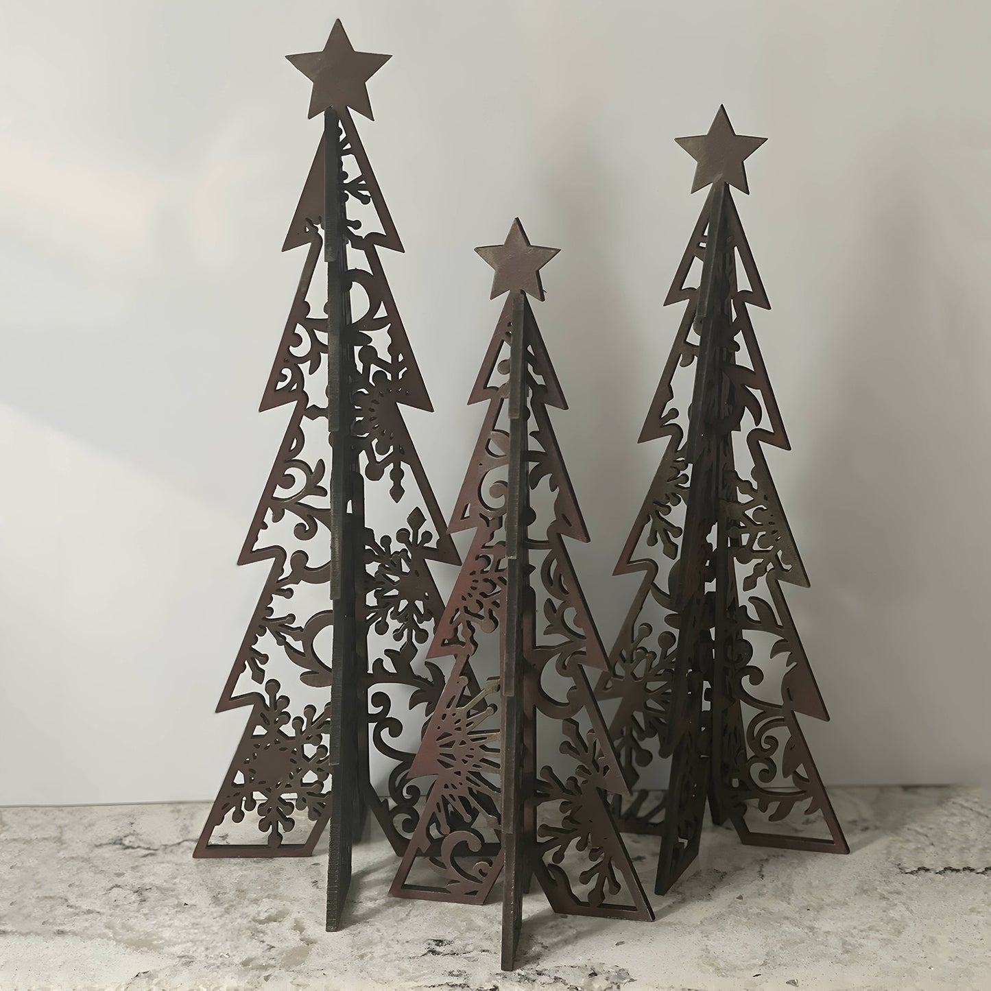3D Flourish Snowflake Tree (Set of 3)