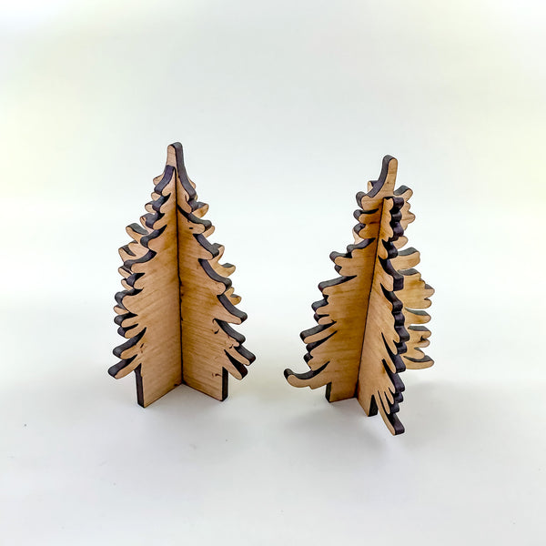 3D Pine Trees Christmas Trees Christmas Village Trees (Set of 4