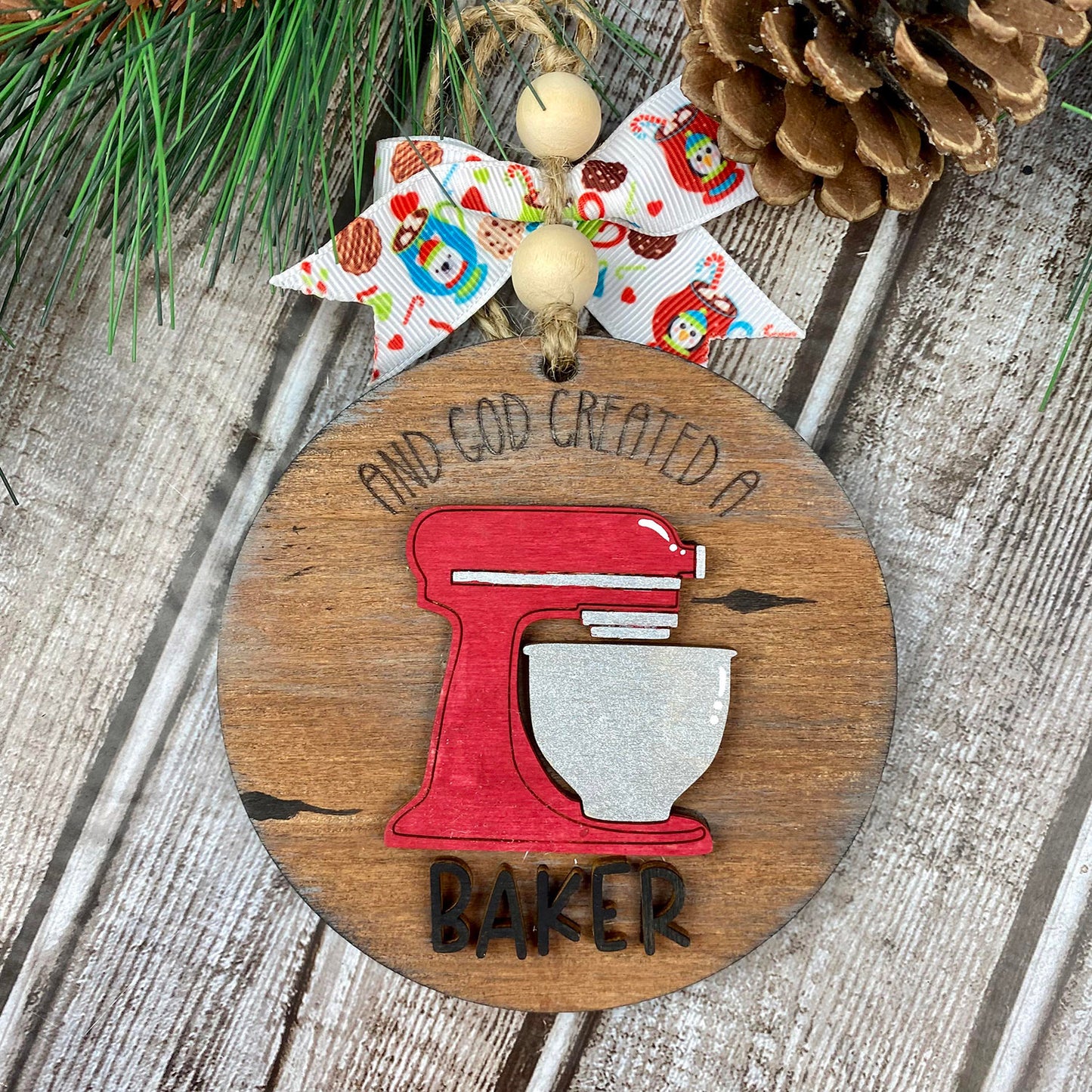 And God Created A Baker Christmas Ornament / Gift Tag