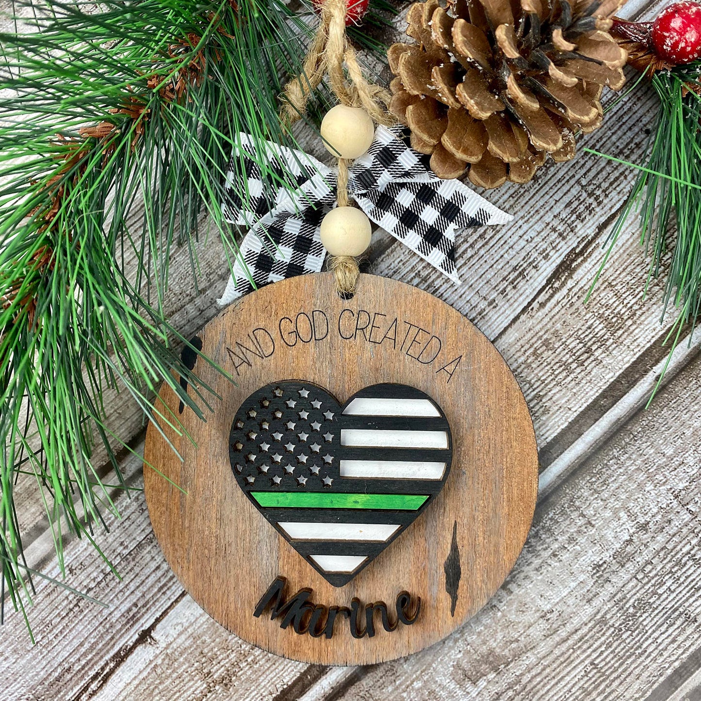 And God Created A Marine Christmas Ornament / Gift Tag