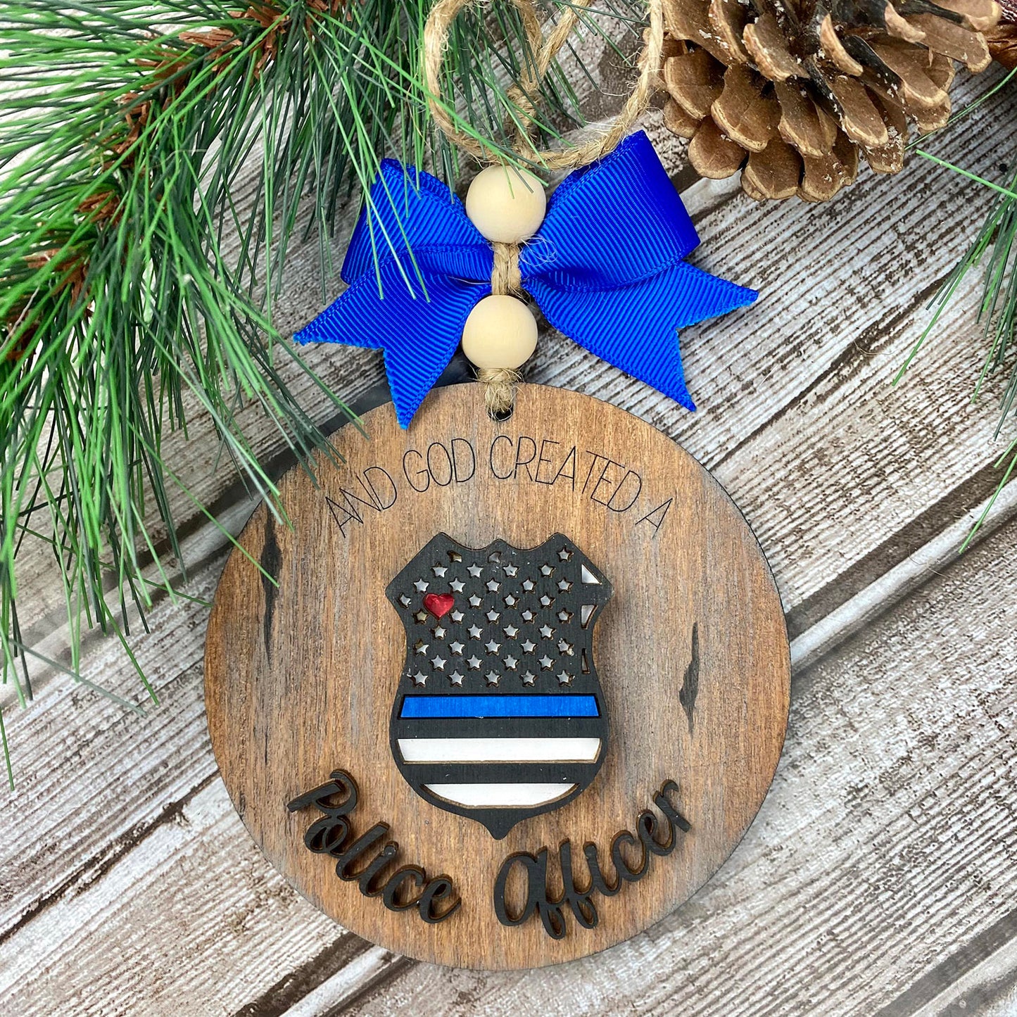 And God Created A Police Officer Christmas Ornament / Gift Tag