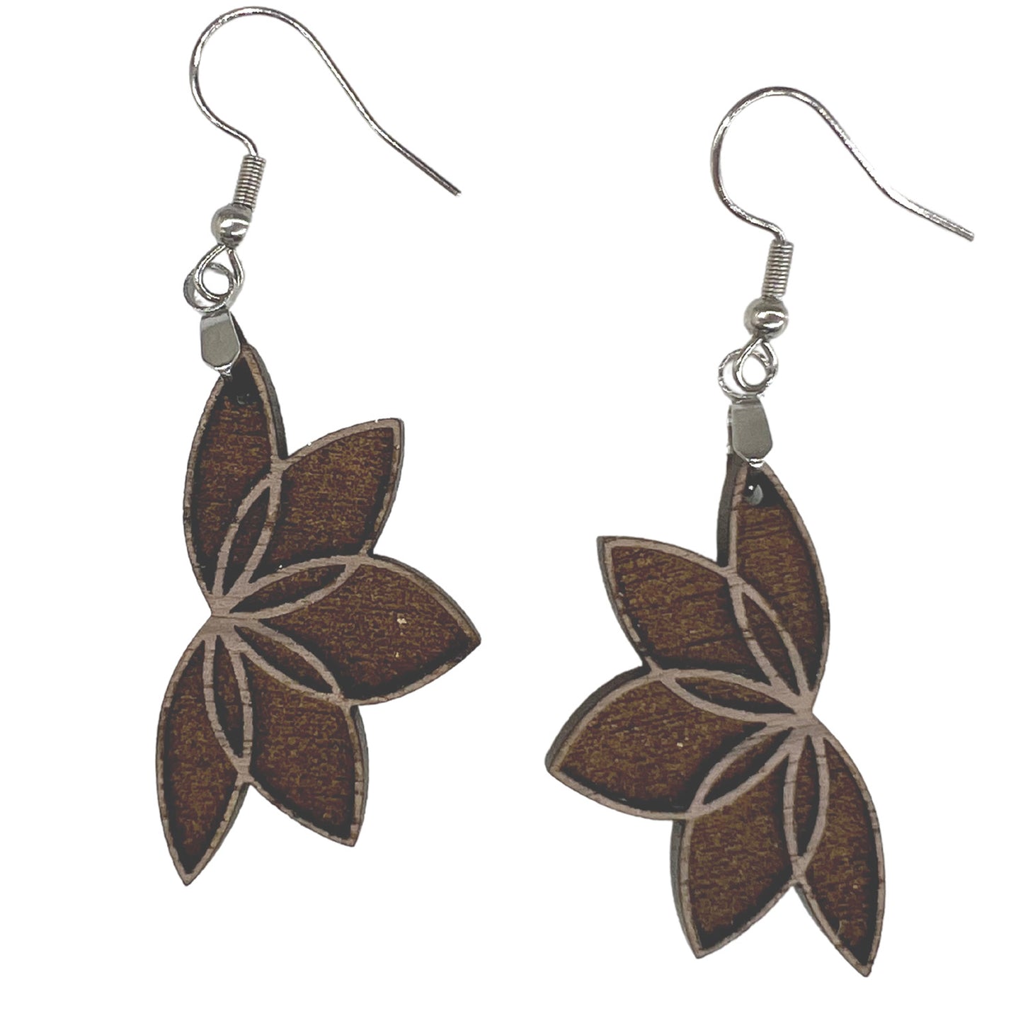 Beautiful Reverse Engrave Lotus Dangle Earrings