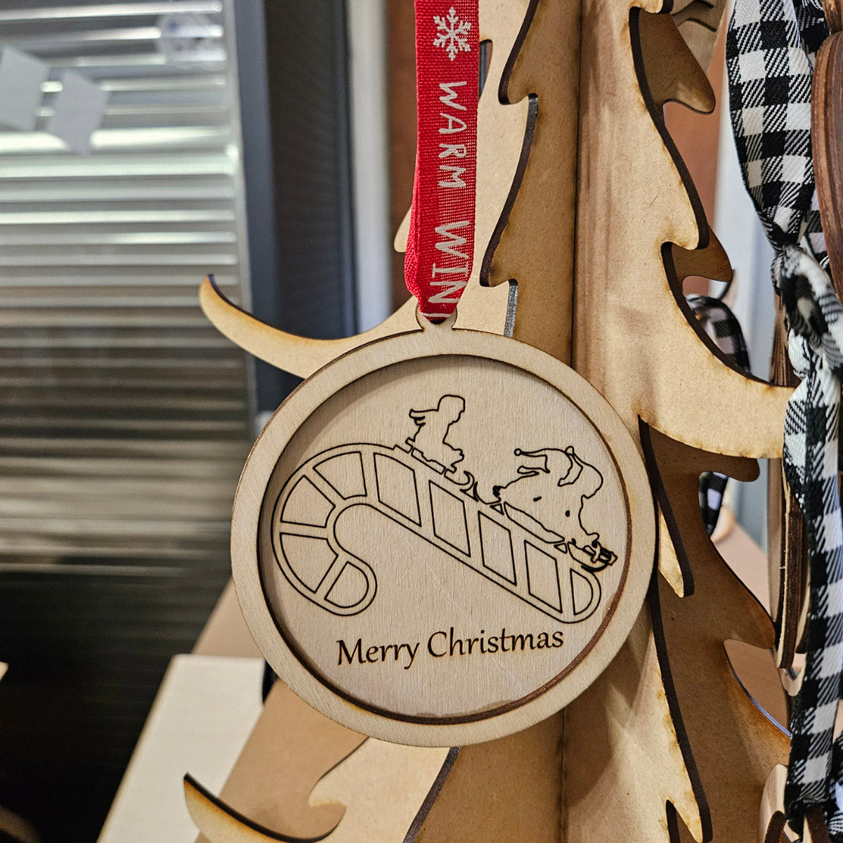 Candy Cane Sledding Christmas Ornament