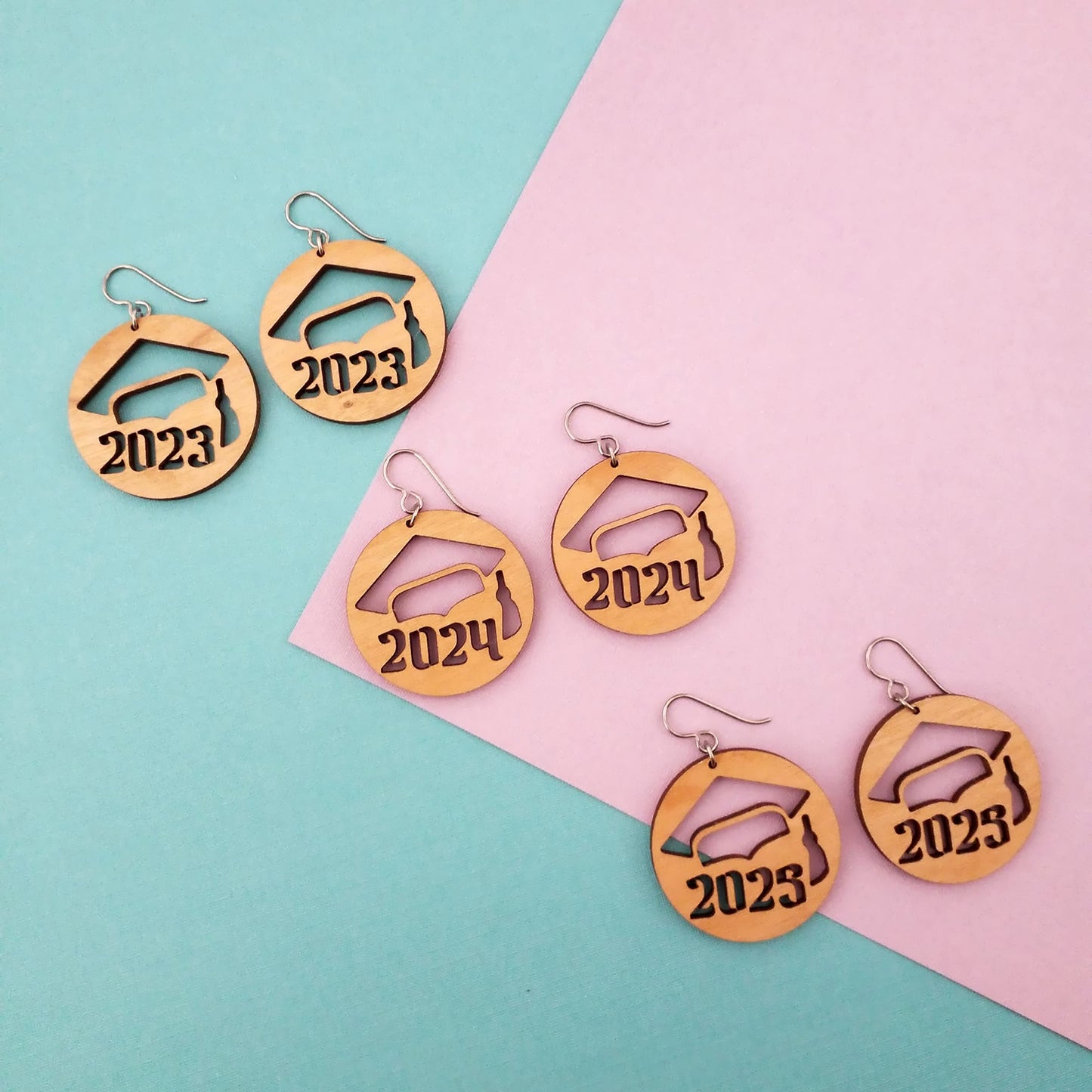 Celebratory Round Graduation Earrings - Year 2023 to 2025 (Set of 3)