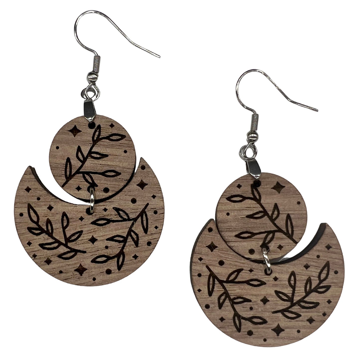 Celestial Stars and Leaves Double Drop Dangle Earring