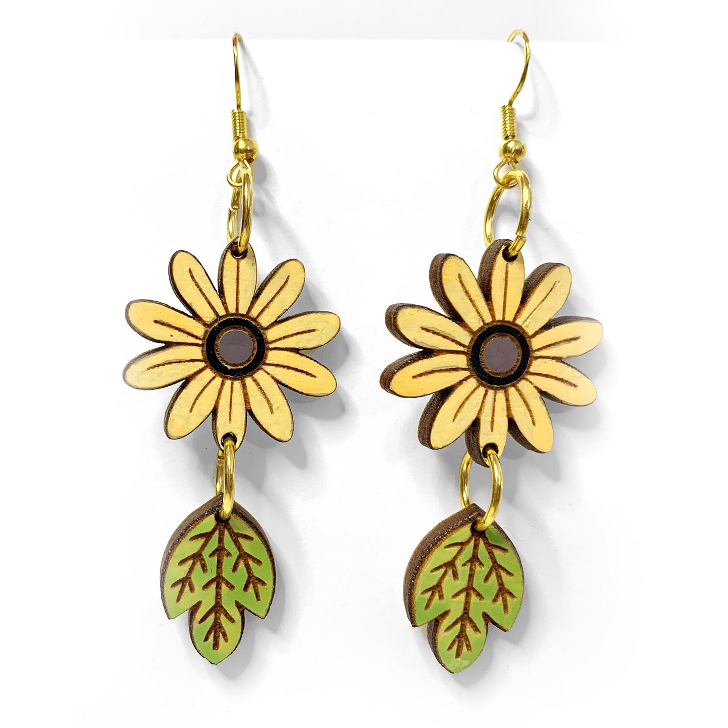 Customizable 2-Part Sunflower Dangle Earrings
