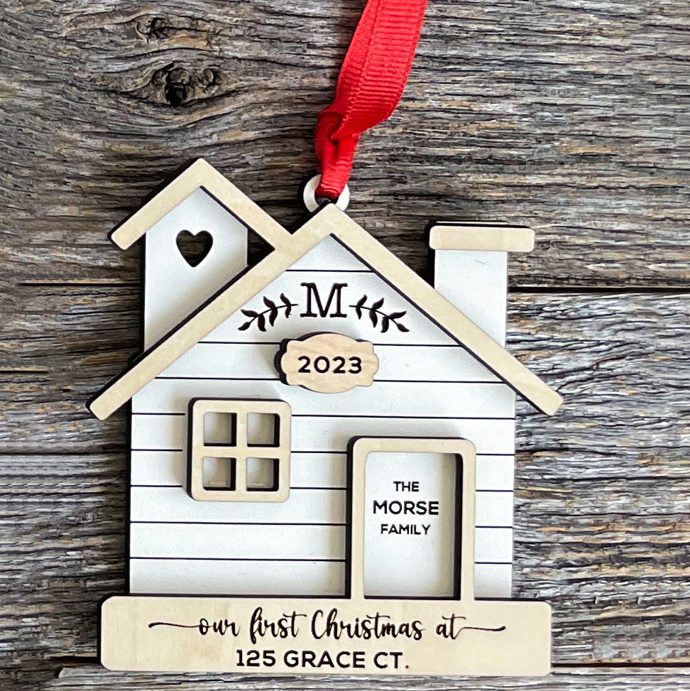 Customizable First Christmas New Home Ornament with Multiple Options - "Our First Christmas At...."