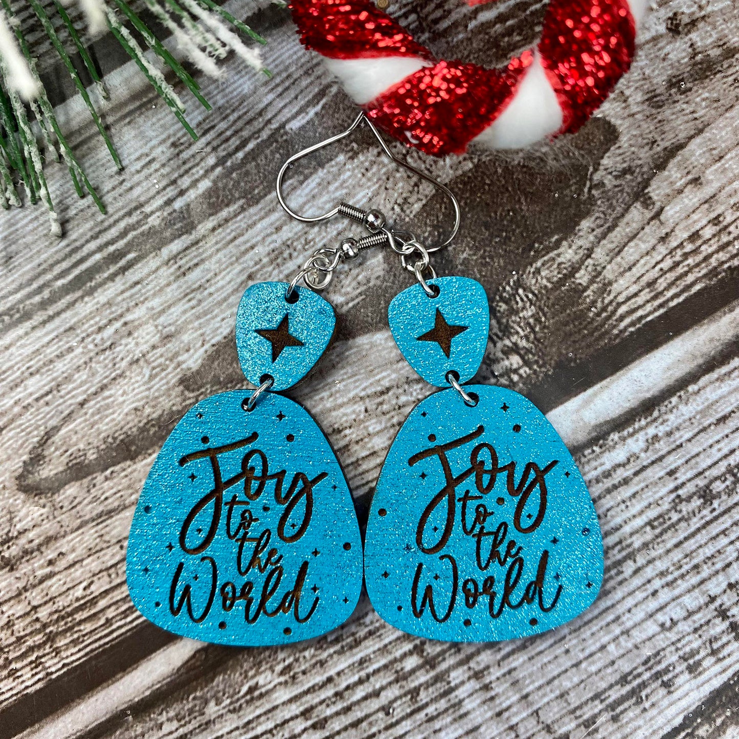 Customizable Joy to the World Drop Earrings