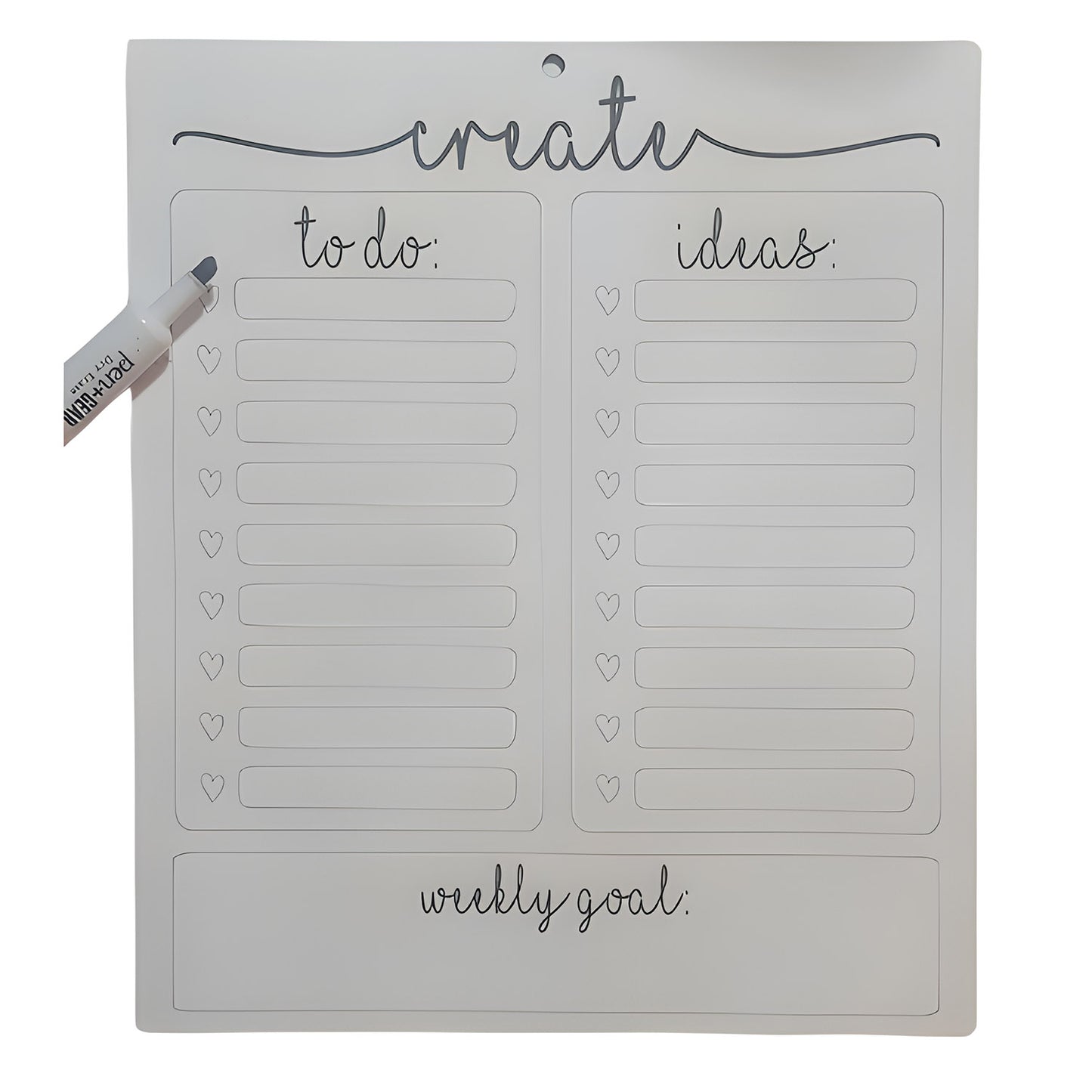 Dry Erase Weekly Planner for Goals, Ideas & To Do Lists