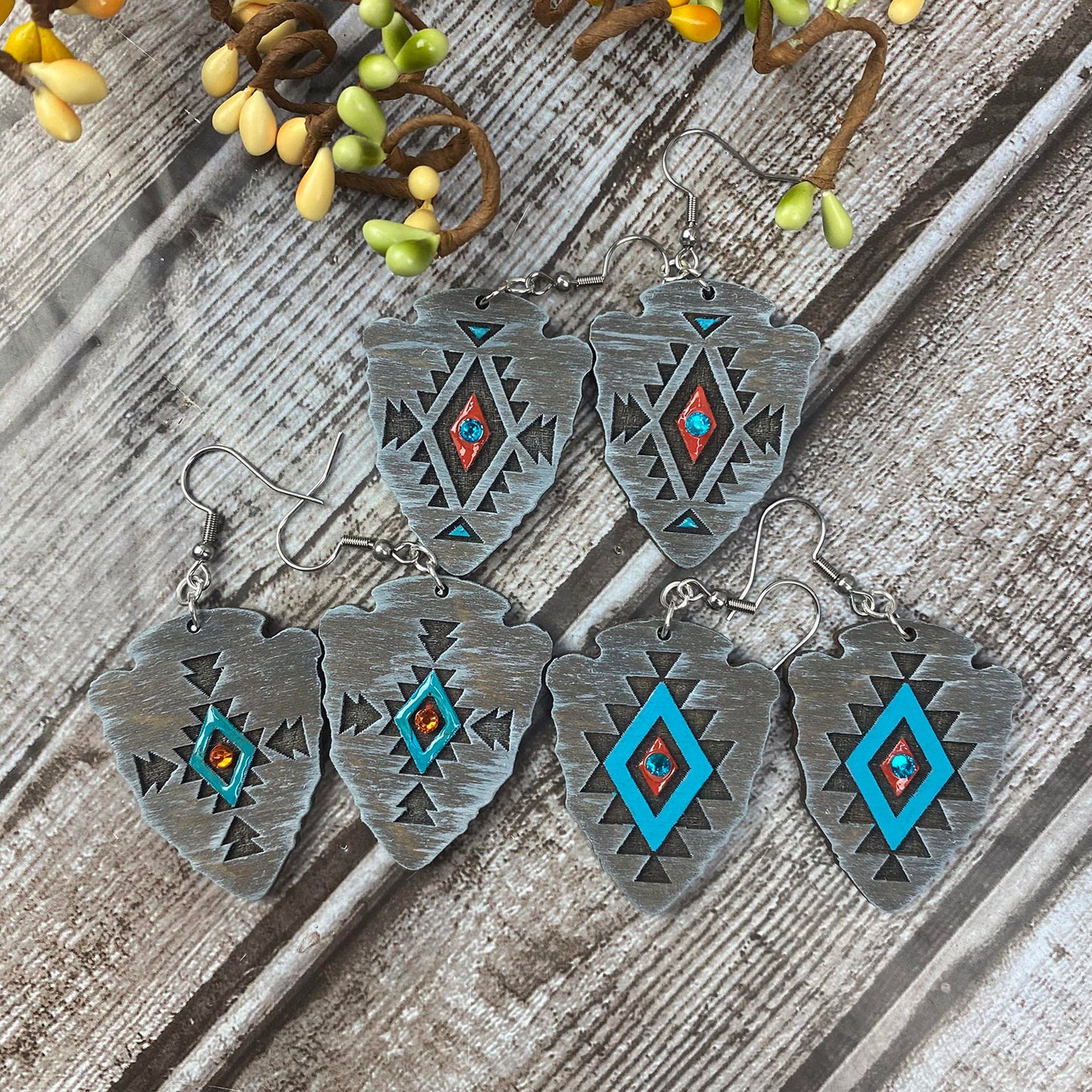 Engraved Arrowhead Dangle Earrings Ver. 1