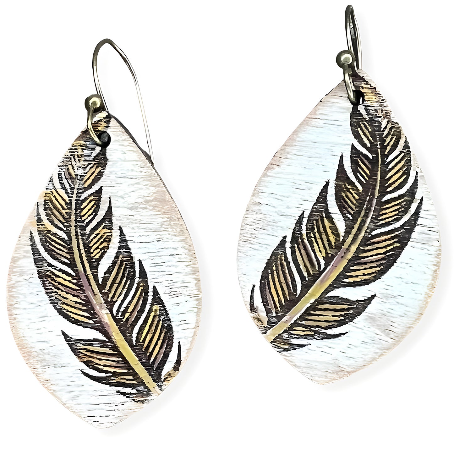Feather Teardrop Dangle Earrings