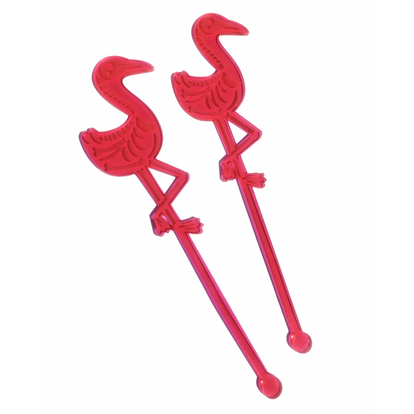 Flamingo Skeleton Drink Stirrers (Set of 4) or More Rockabilly Goth Cocktail Party