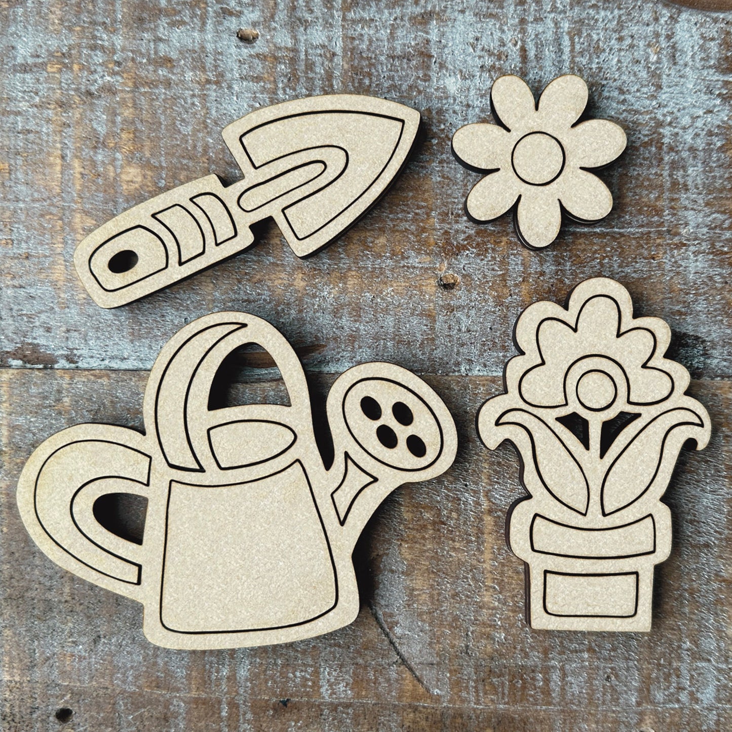 Gardening-themed Flower and Tools Magnet Collection (Set of 4)