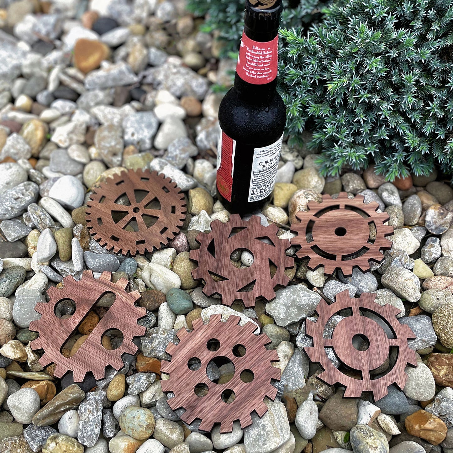 Gear Coasters for Fathers, Dads, Guys, Groomsmen, Father's Day (Set of 6)