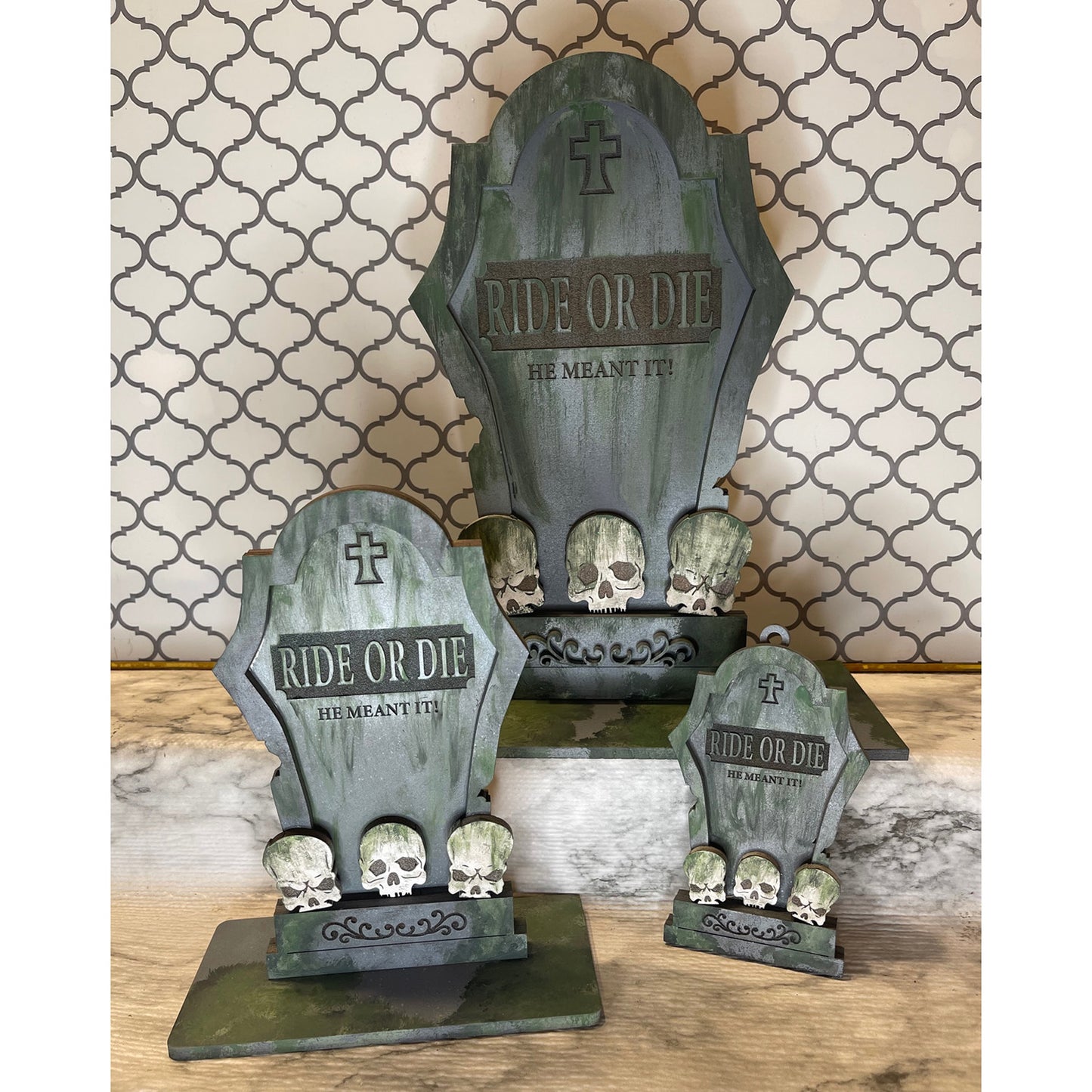 Halloween Silly Tombstones Ride Or Die (Large)