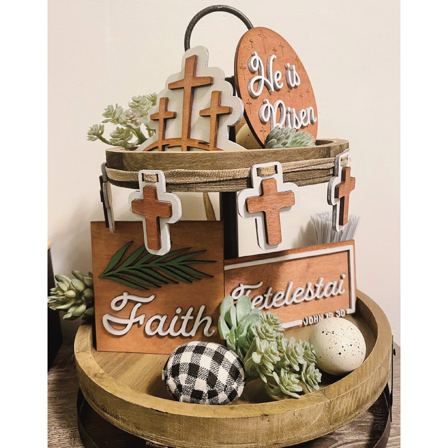 He is Risen Easter Tier Tray Set