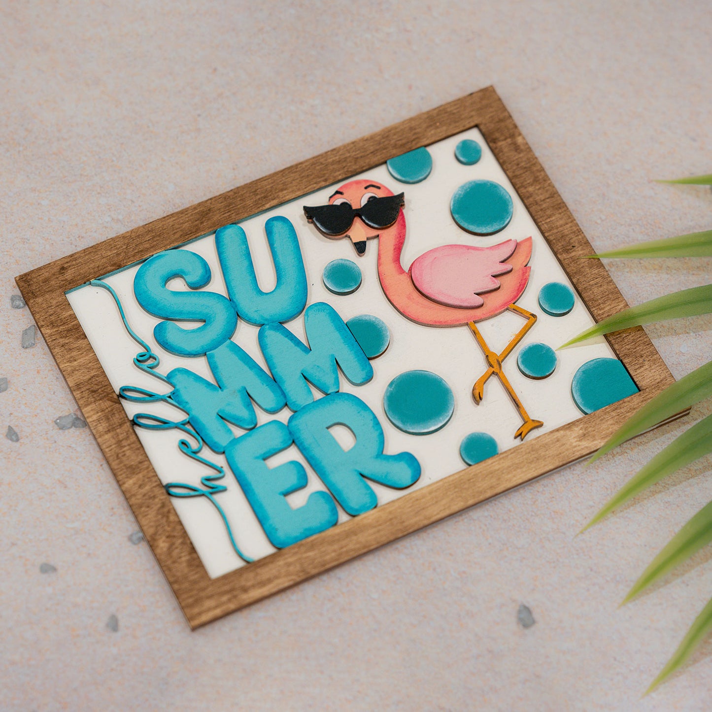 Hello Summer with Cool Flamingo - Hello Summer Sign
