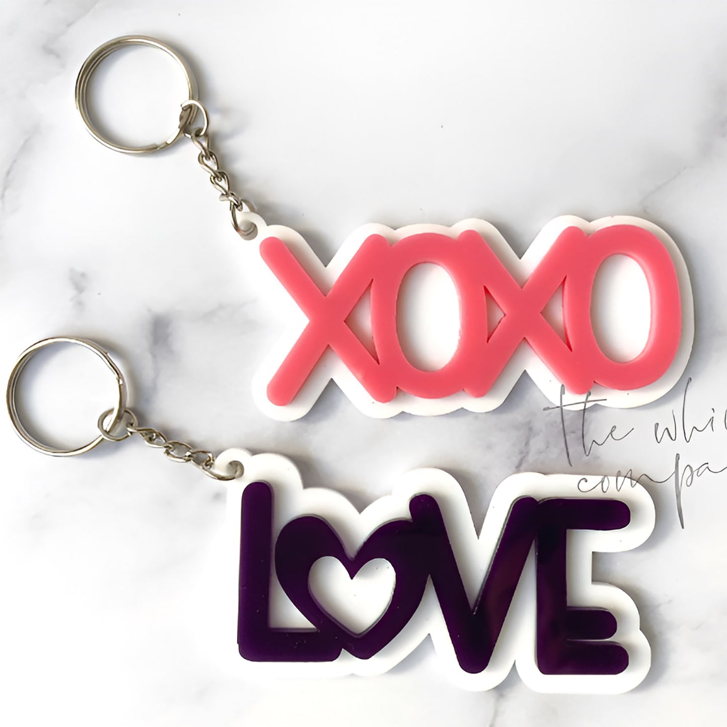 LOVE and XOXO Keychains or Tags (Set of 2)