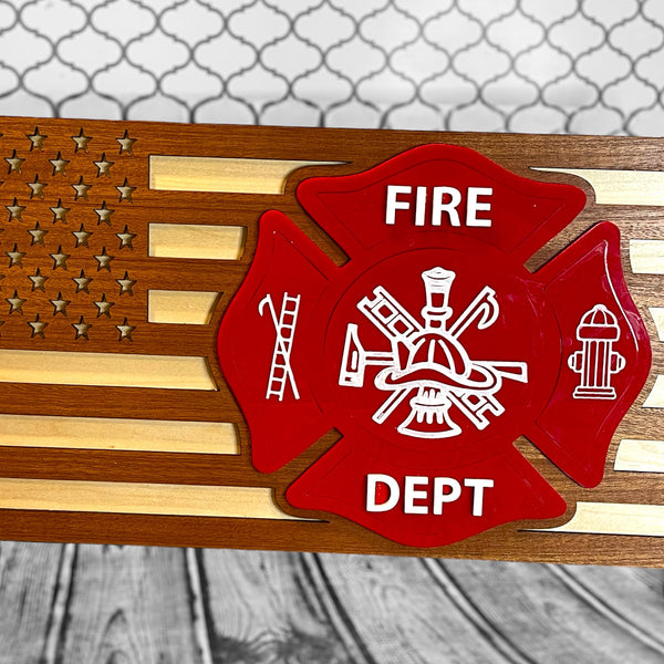 Layered Firefighter Flag With Symbol – Glowforge Shop