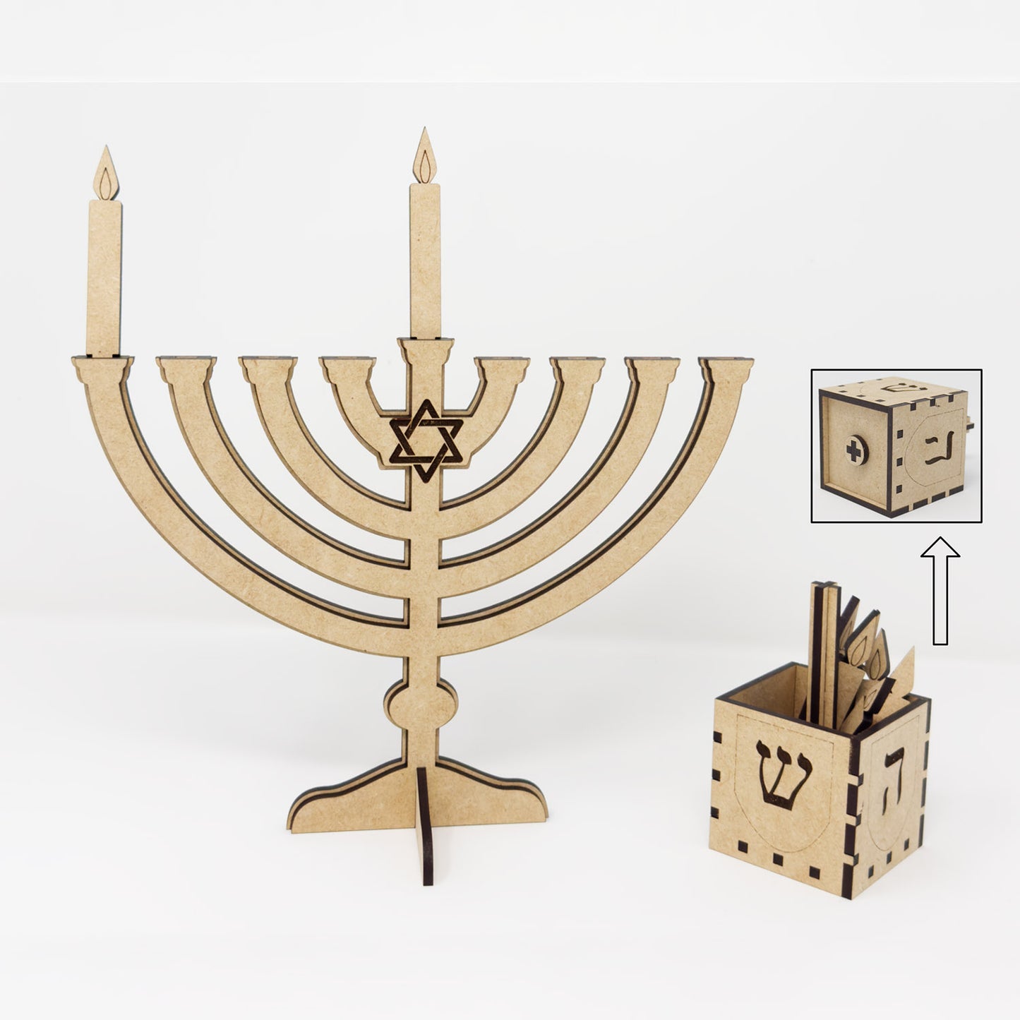 Menorah with Removable Candles | Dreidel Box for 9 Candles