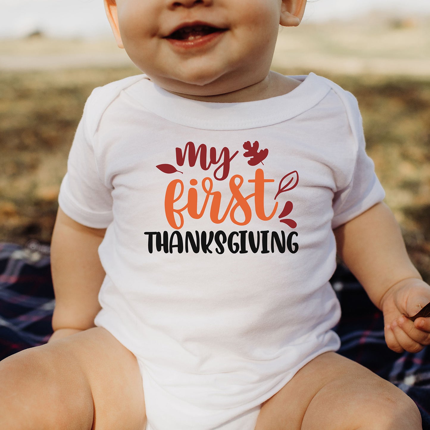 "My First Thanksgiving" With Leaves Graphic