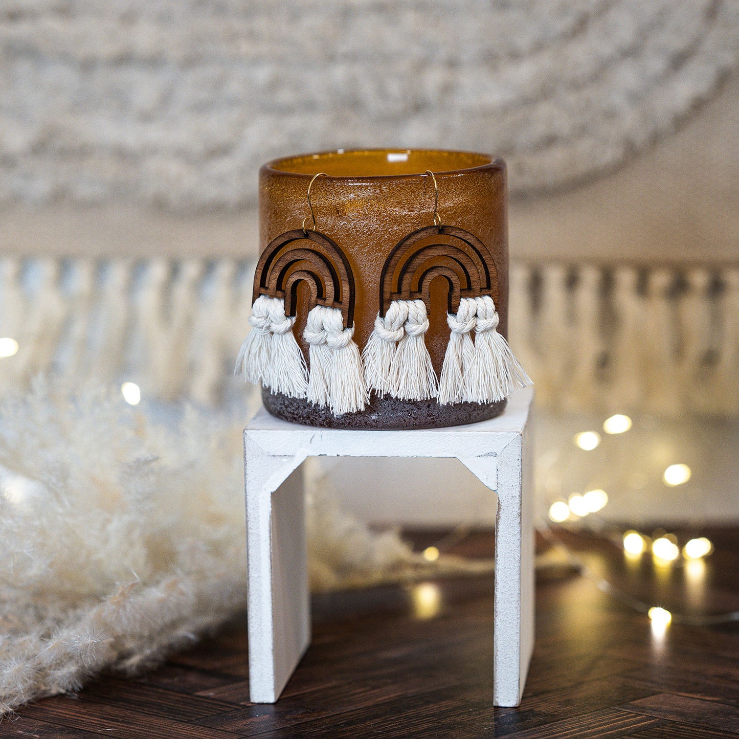 Open Rainbow Boho Macrame Earrings