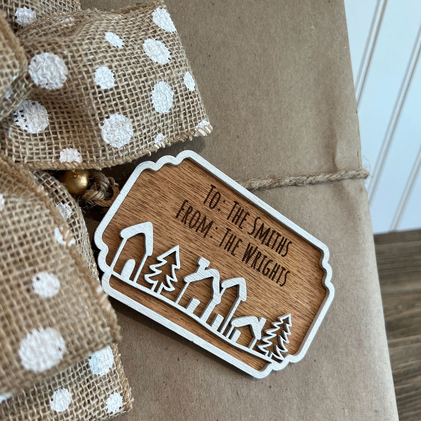 Personalized 2-Layered Holiday Houses Christmas Gift Tag