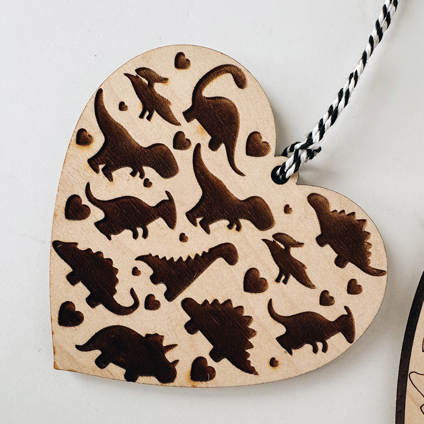 Personalized Dinosaur Valentine Heart Tags (Set of 2)