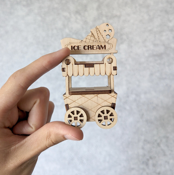 Ice Cream Cart (3D puzzle) Light Plywood (3/25") Shop