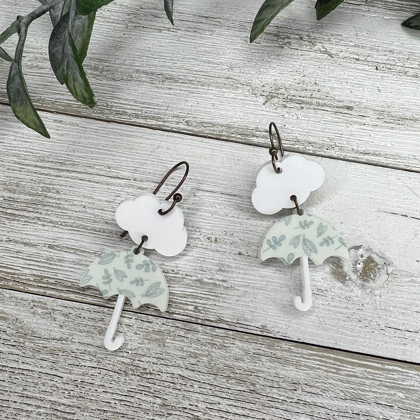 Spring Umbrella and Cloud Dangle Earrings