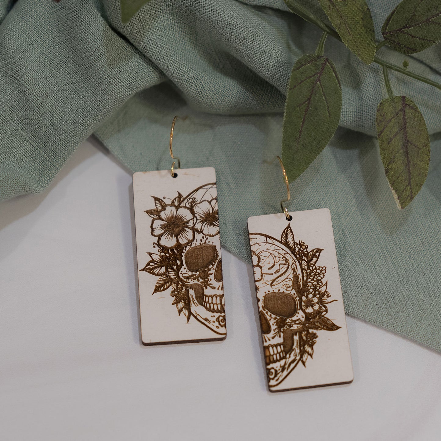 Sugar Skull Modern Rectangle Earrings