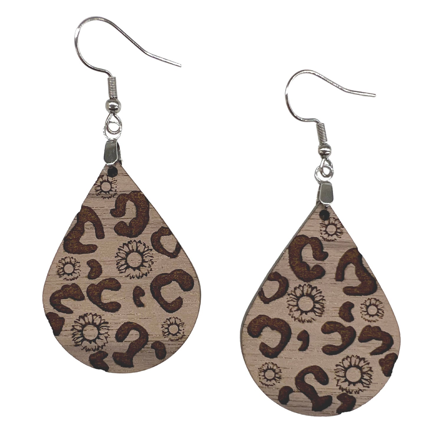 Sunflower Leopard Adorable Teardrop Dangle Earrings