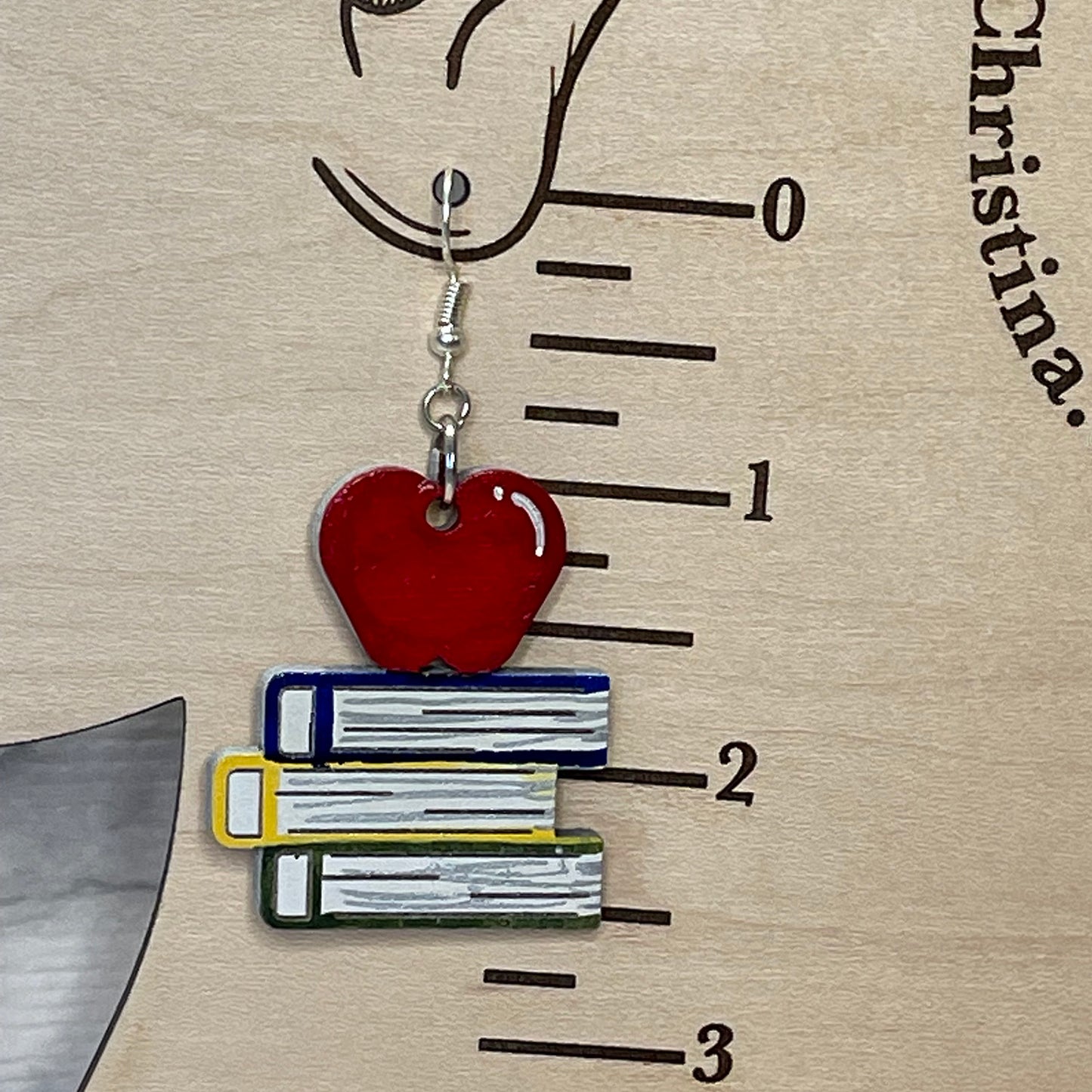 Teacher Earrings - Apple and Books