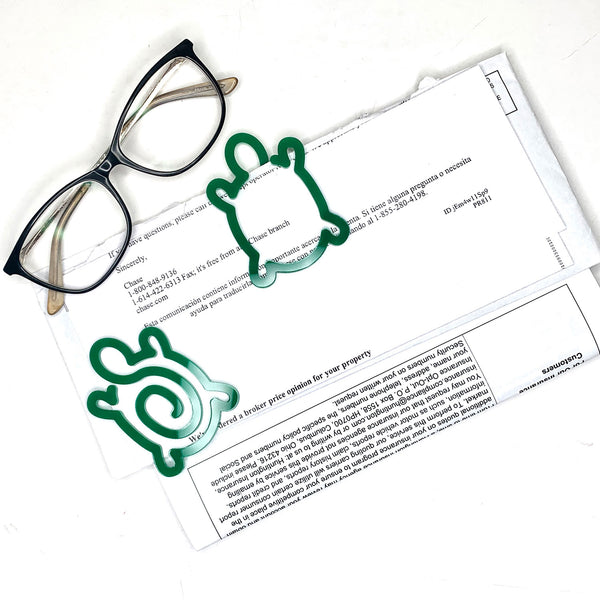 TurtleShaped Bookmark with Card Backer Paperclip Snack Bag Closur