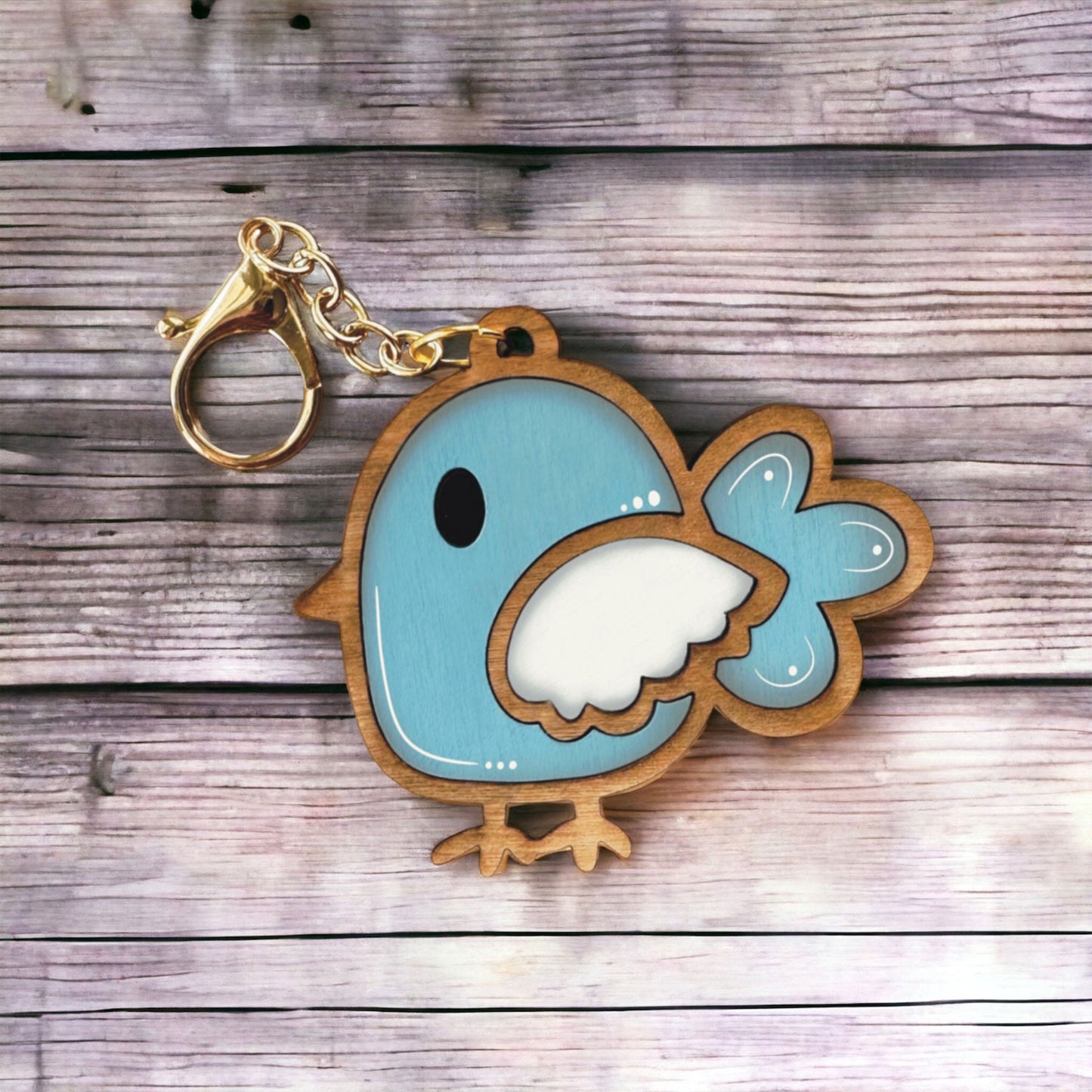 Whimsical Bird Keychain - Bag Tag
