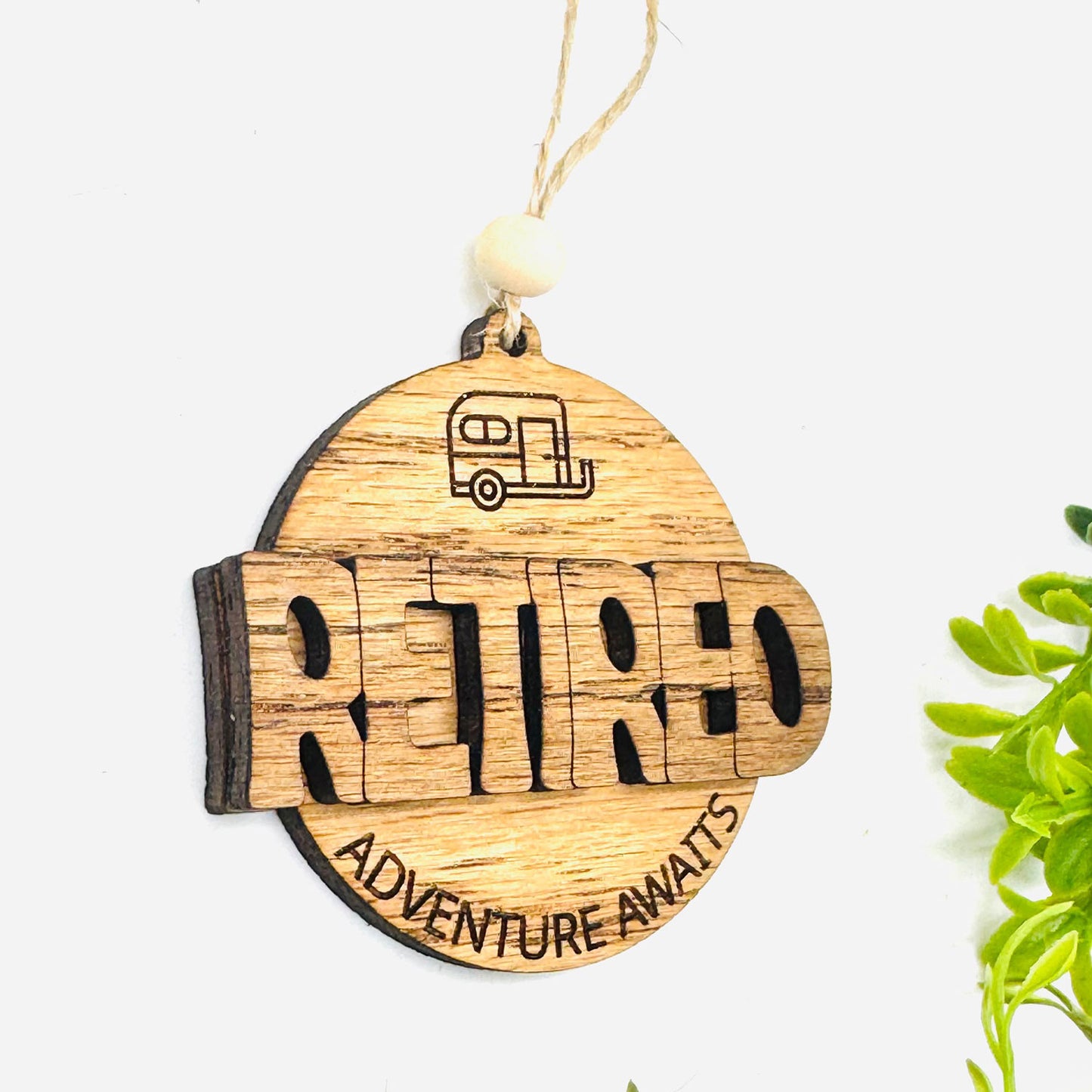 Adventure Awaits Travel Trailer Car Charm Ornament