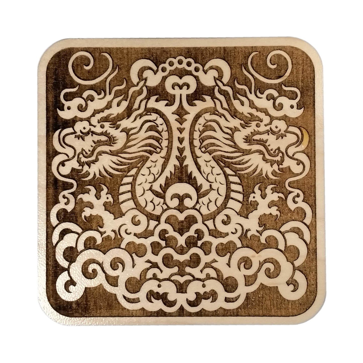 Amazing Double Dragon in the Clouds Square Coaster