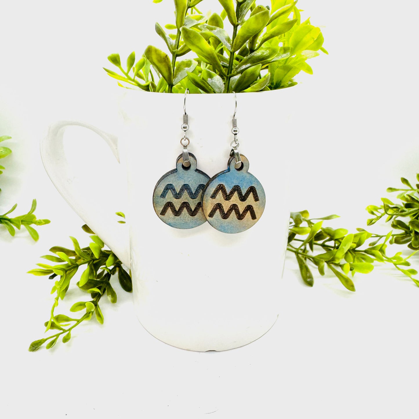 Aquarius Zodiac Astrology Dangle Earrings - Glowforge