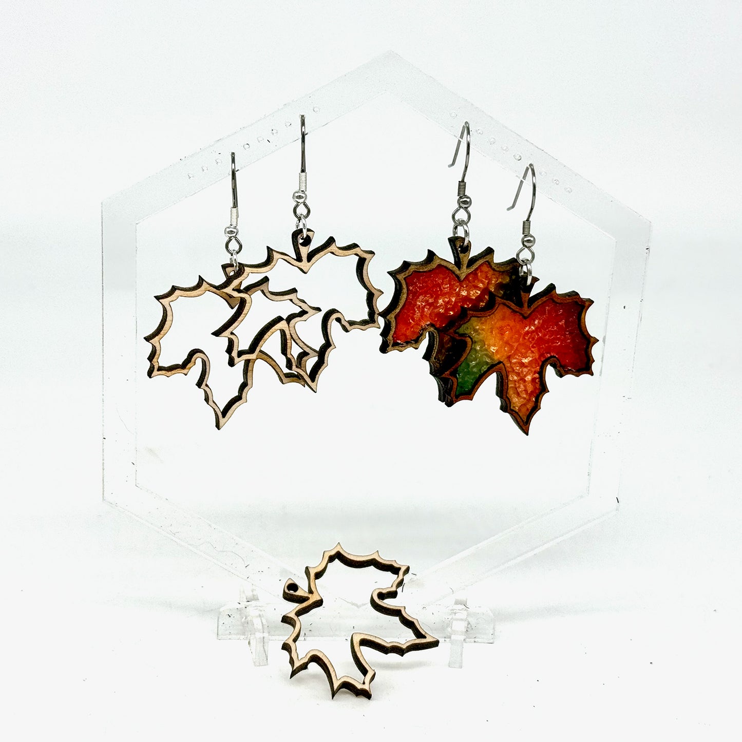 Autumn Maple Leaf Outline Earrings - Glowforge