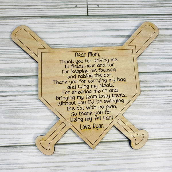 Baseball Mom Thank you Plaque – Glowforge Shop