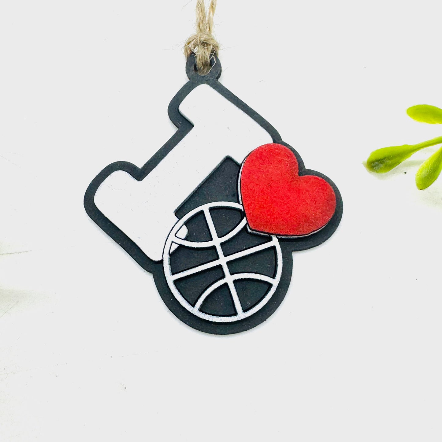 Basketball I Love Sports Car Charm - Team Spirit Hanging Ornament - Glowforge