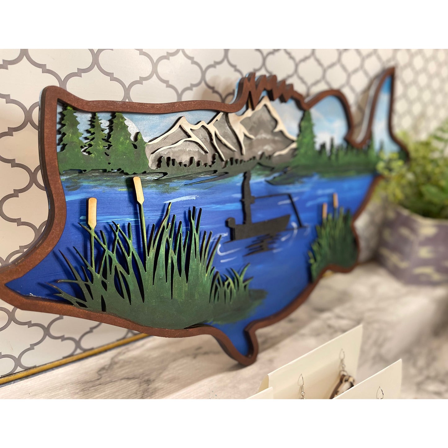 Bass Fish Art - Angler's Dream Multi-Layer Decor - Glowforge