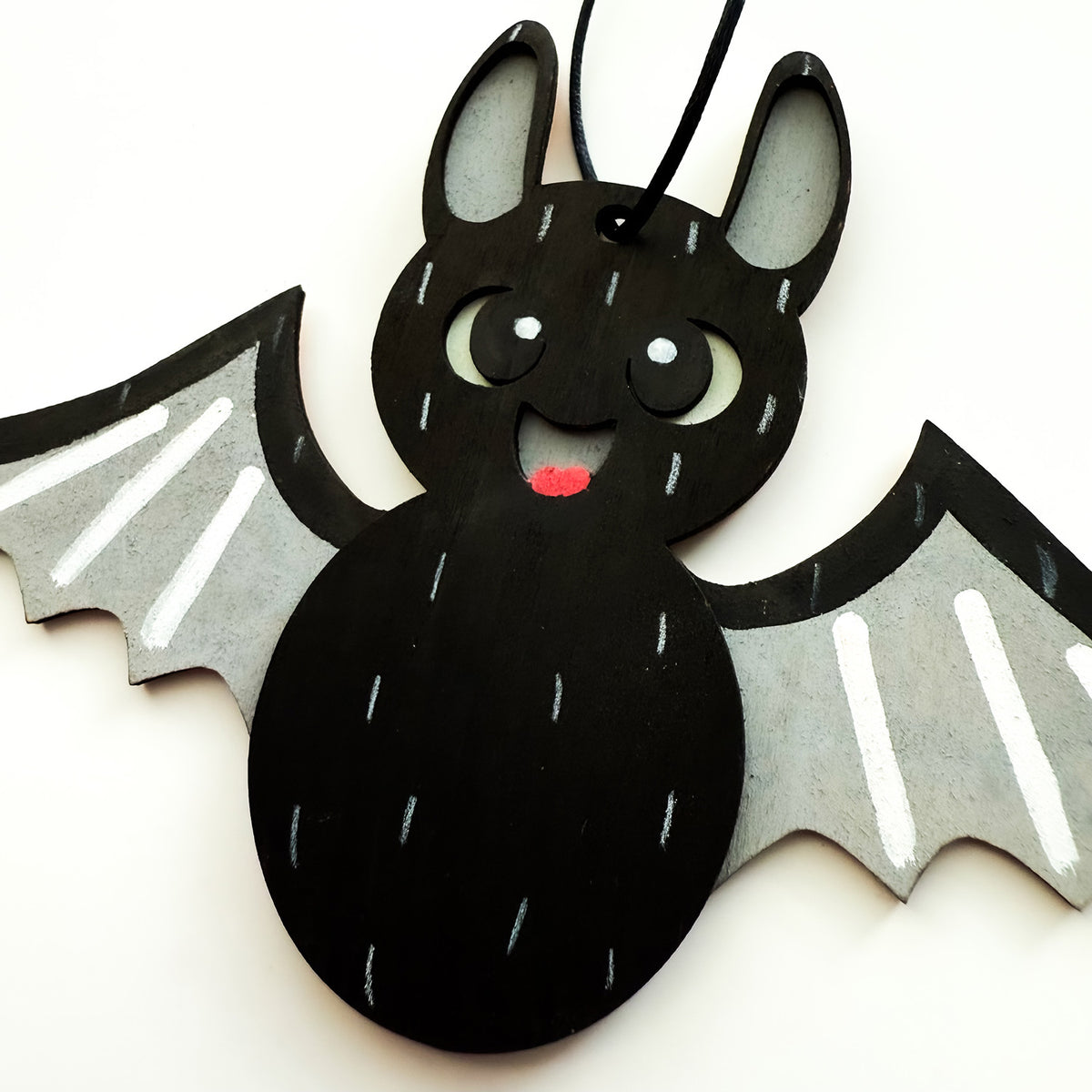 Bat Ornament Gift Tag Charm Paint Me Wooden Halloween Decor - Glowforge