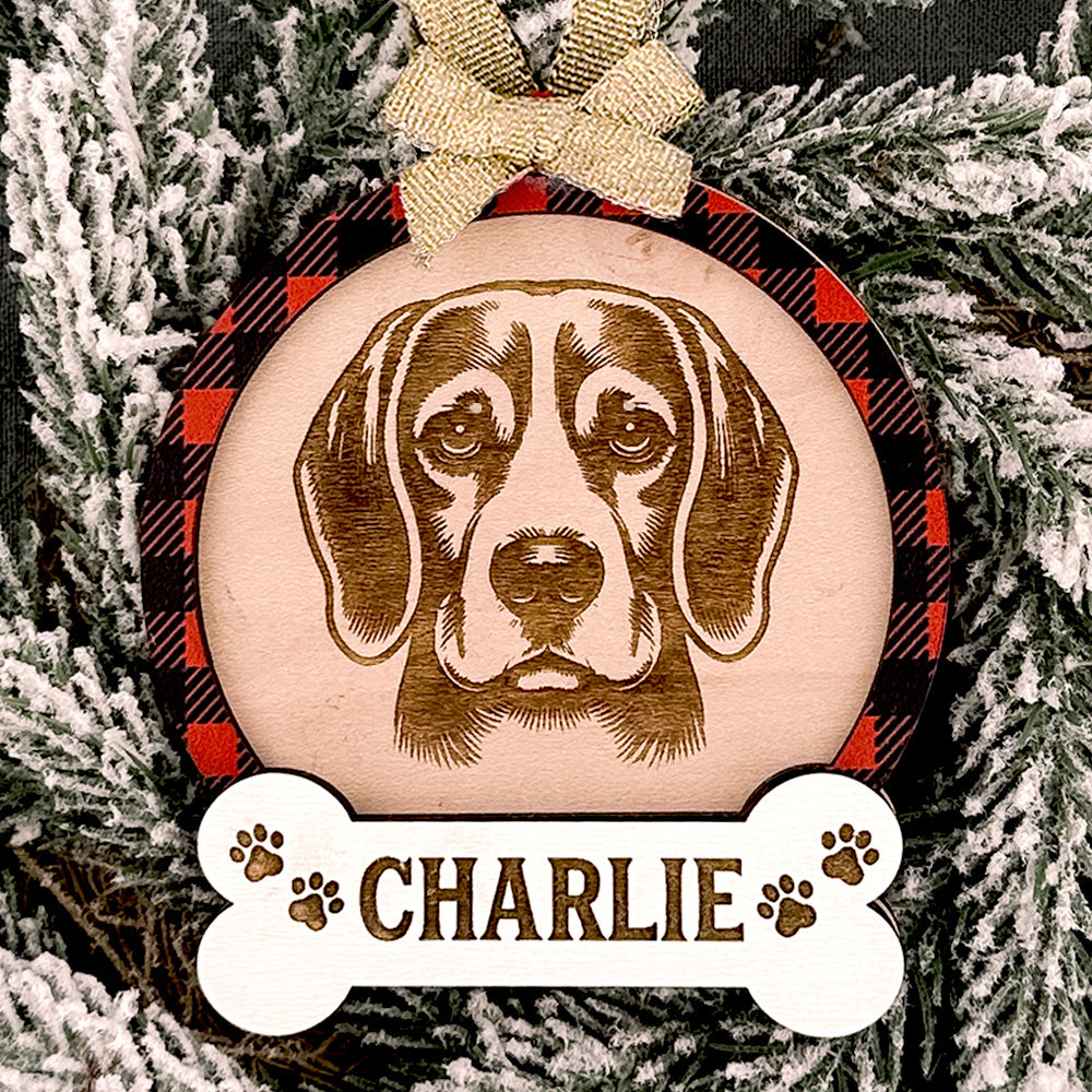 Beagle Dog Customizable Christmas Ornament - Glowforge