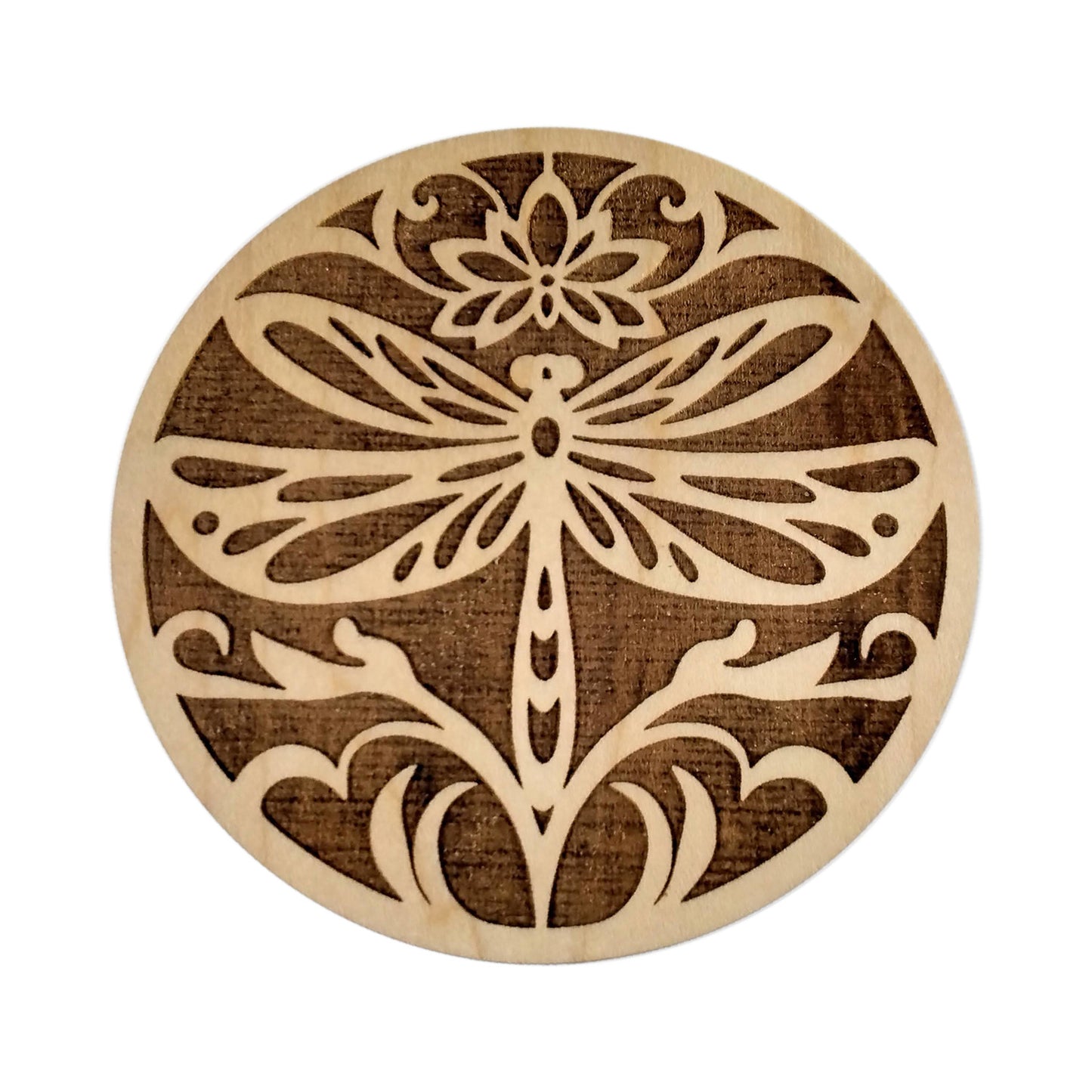 Beautiful Dragonfly Among the Flowers Round Coaster