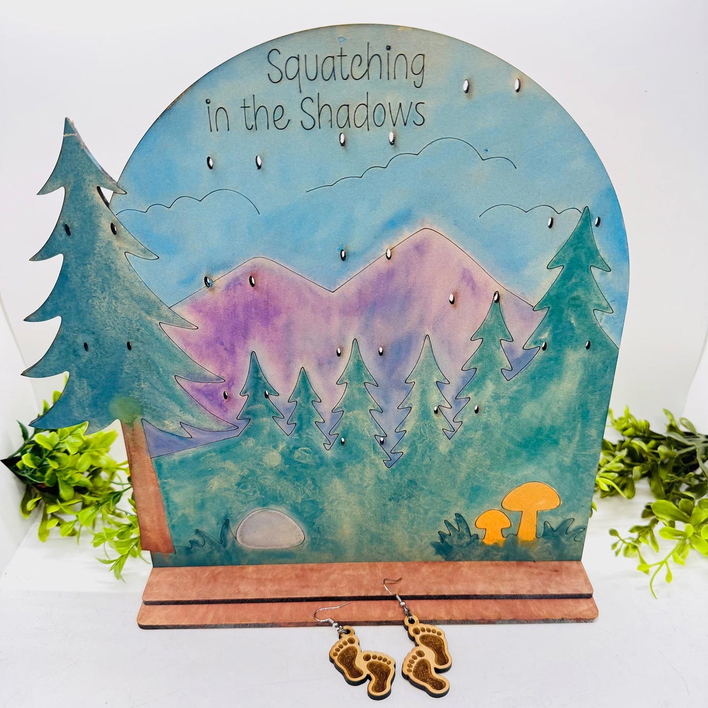Bigfoot Earring (Set of 11) with Display Stand - Sasquatch Earrings Collection #1 - Glowforge
