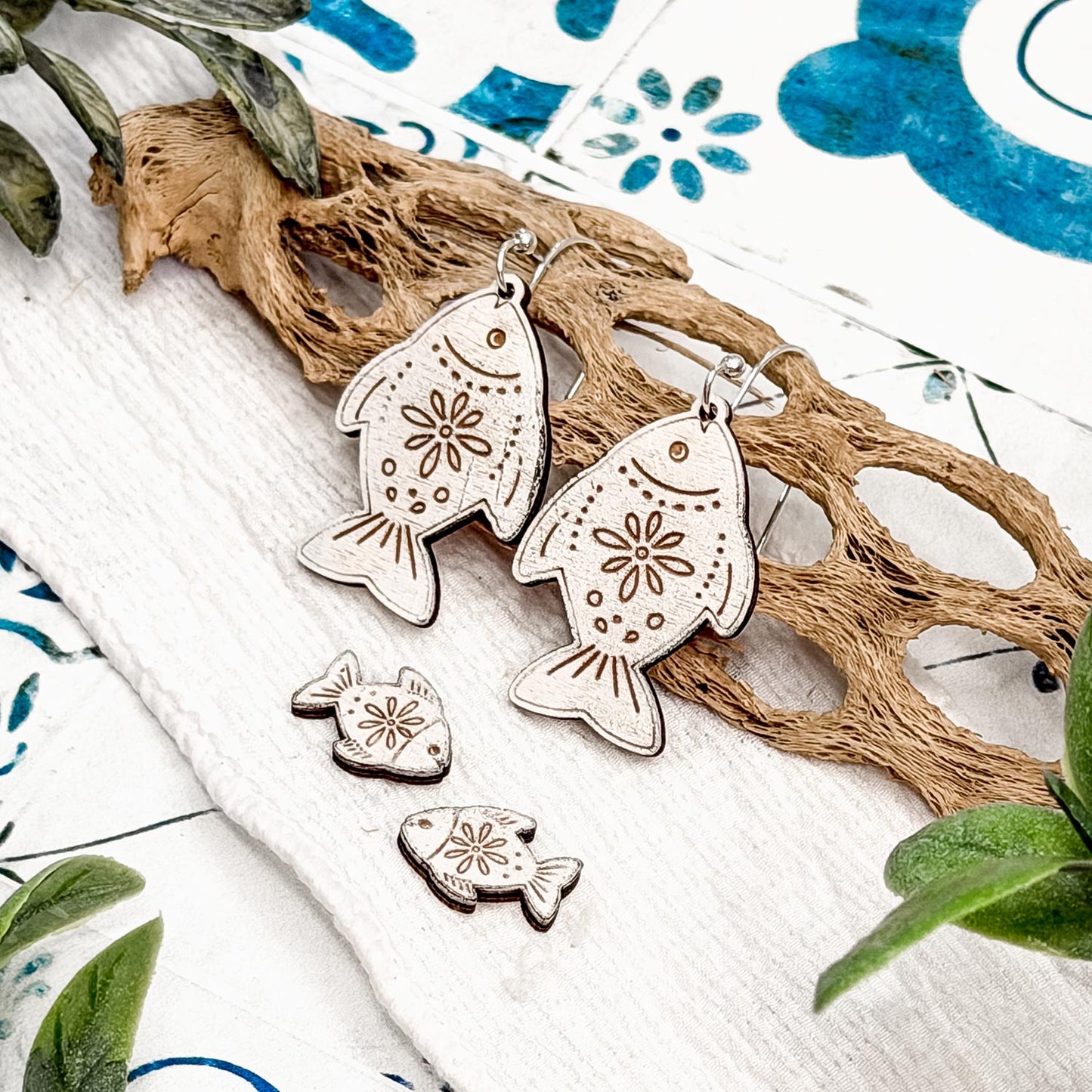 Boho Fish Dangle and Stud Earrings Set - Glowforge