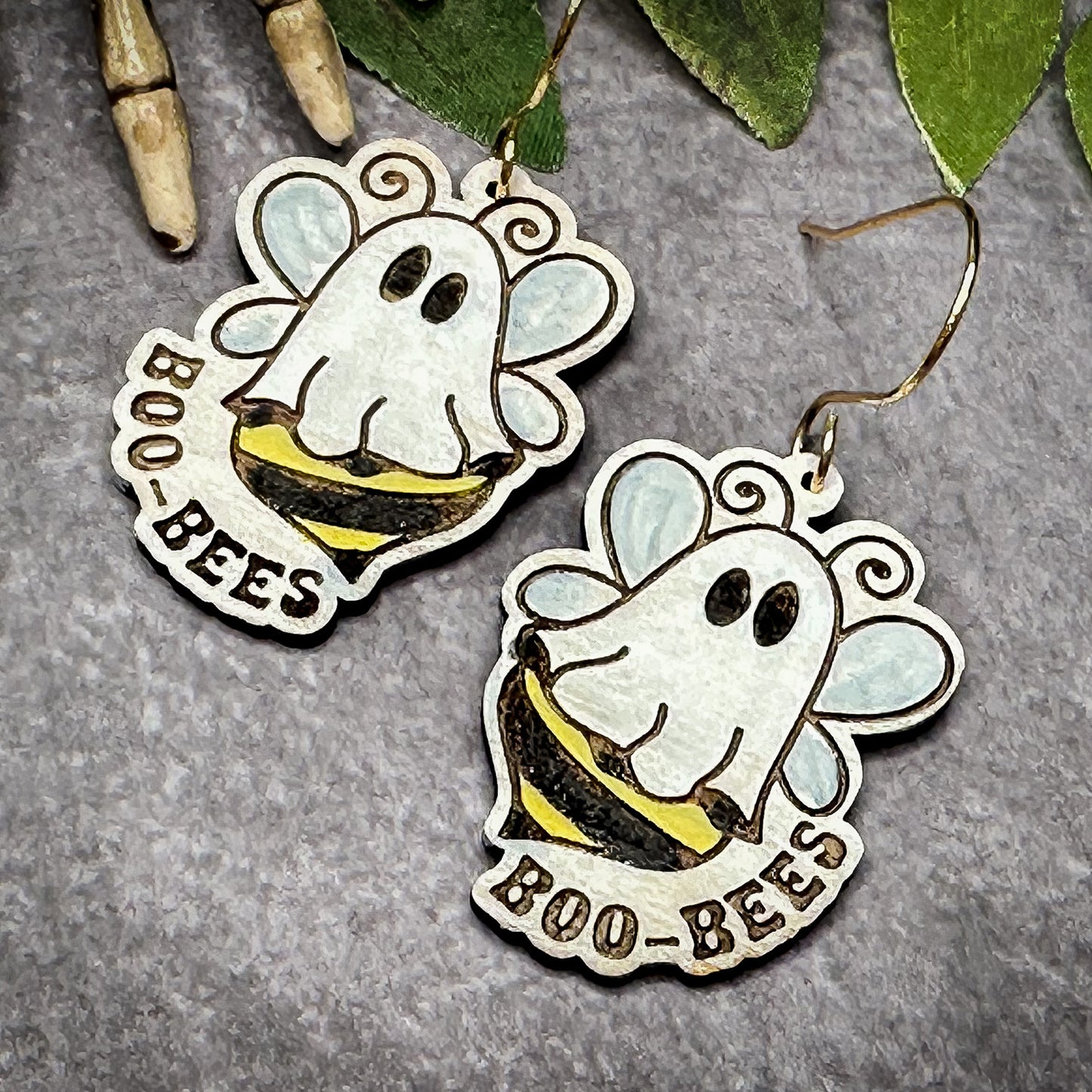 Boo Bees Funny Halloween Earrings - Glowforge