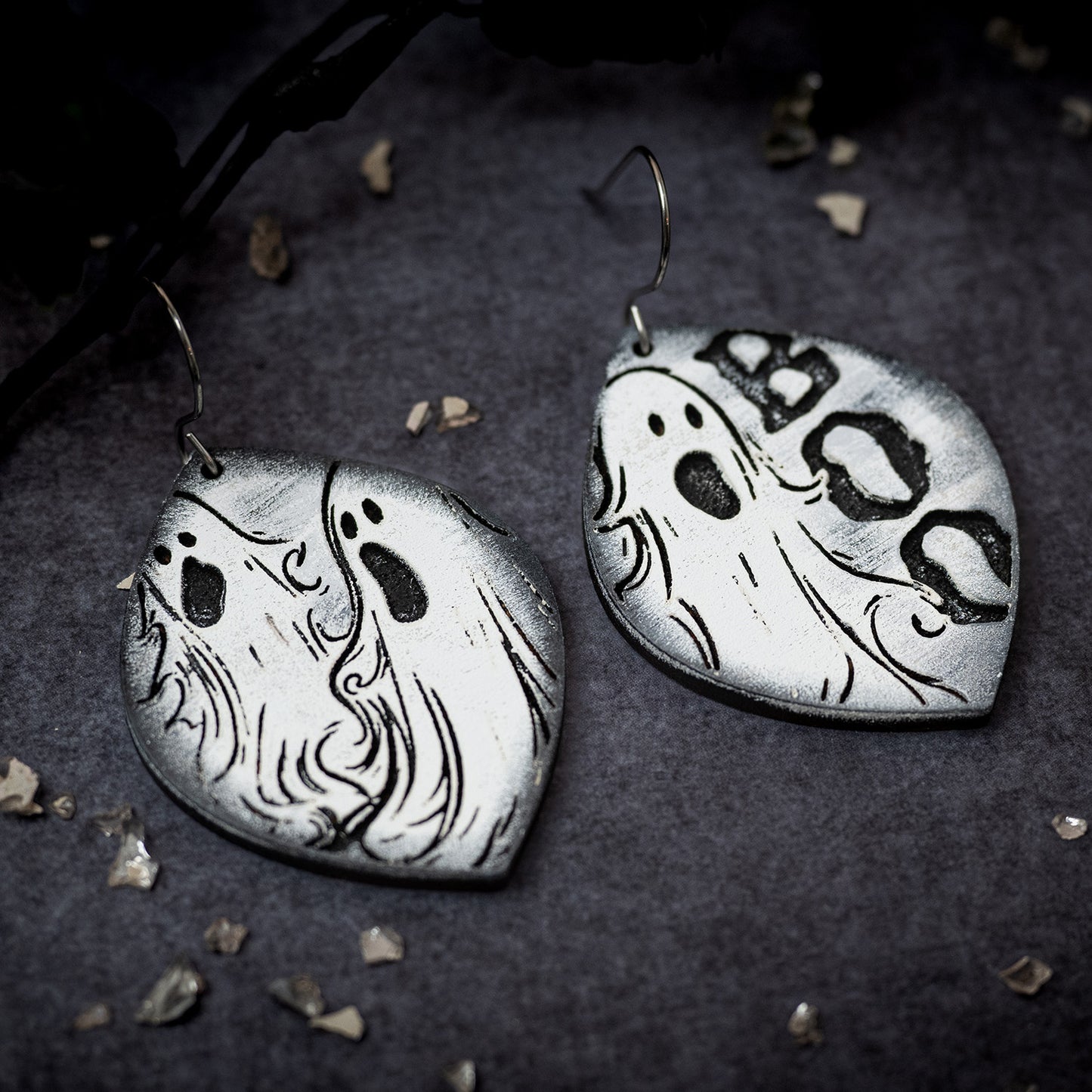 Boo Ghost Teardrop Dangle Earrings
